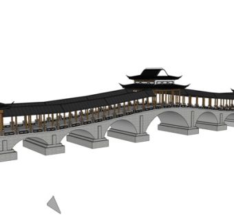 中式长廊su模型