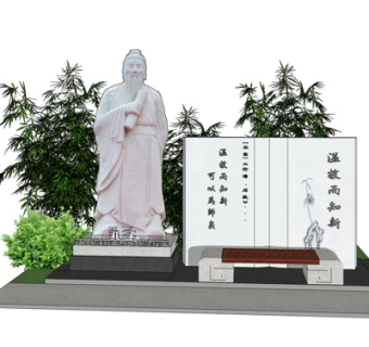 中式孔子雕塑su模型