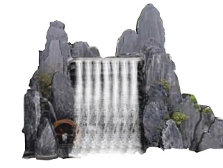 自然风山川瀑布su模型