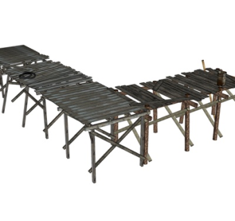 现代码头实木桥su模型