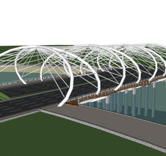 现代跨河大桥su模型