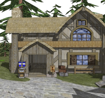 欧式实木独栋别墅su模型