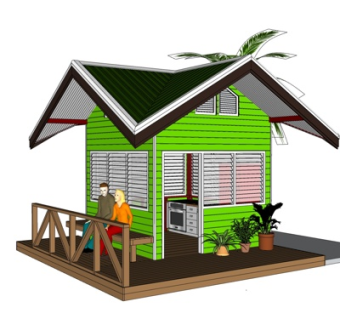 现代木屋别墅外观su模型