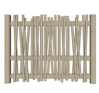 现代实木护栏su模型