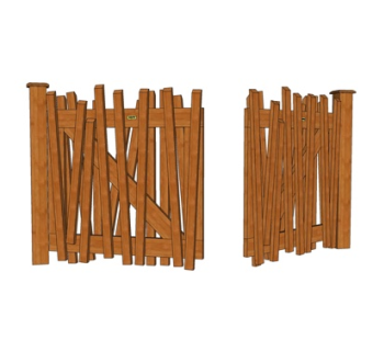 现代实木护栏su模型