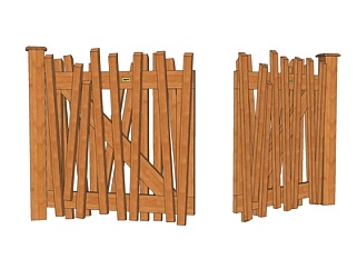 现代实木护栏su模型