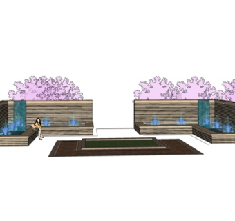 现代喷泉小品su模型