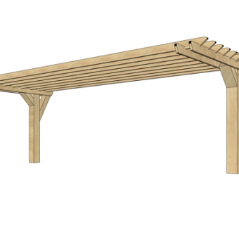 现代实木廊架su模型