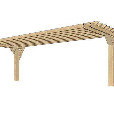 现代实木廊架su模型
