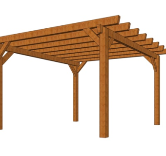 现代实木廊架su模型