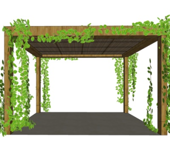 现代实木廊架su模型