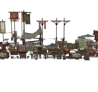 中式生活用品组合su模型