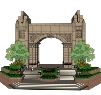 新古典大门su模型