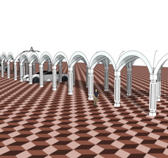 简欧长廊su模型