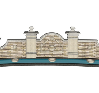 欧式景观墙su模型