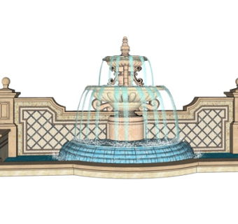 欧式喷泉小品su模型