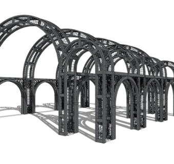 工业风金属廊架su模型