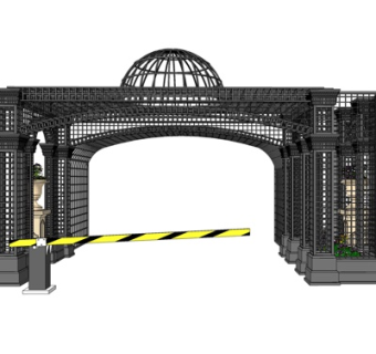 工业风金属廊架su模型