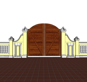 欧式实木大门su模型