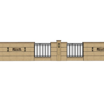 现代围墙护栏su模型