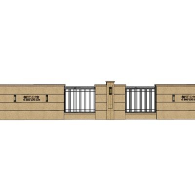 现代围墙护栏su模型