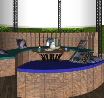 现代实木卡位餐桌椅su模型