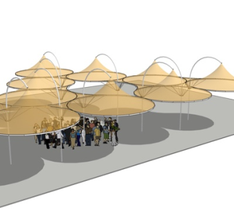 现代玻璃凉亭su模型