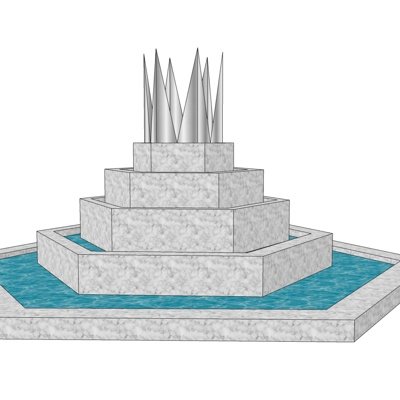 现代水池雕塑小品su模型