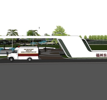 现代医院大门su模型