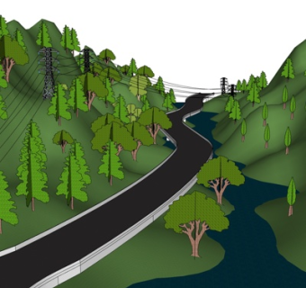 现代曲形公路su模型