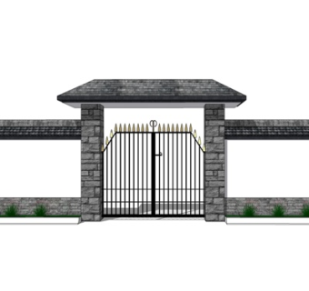 新中式庭院大门su模型