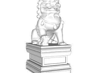 中式狮子雕塑su模型