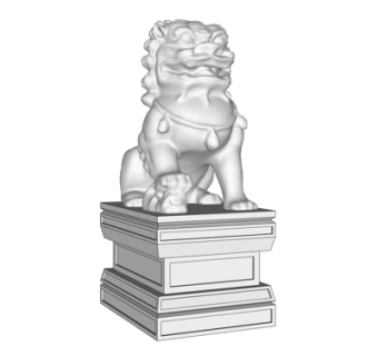 中式狮子雕塑su模型