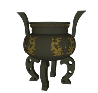 中式铜炉su模型