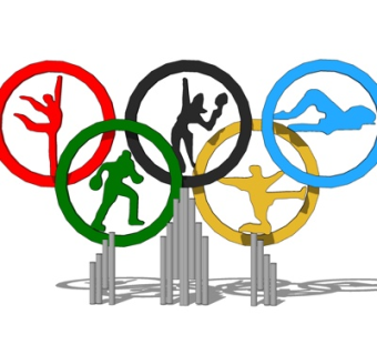 现代奥运五环雕塑小品su模型