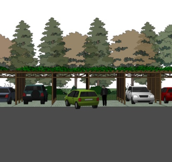 现代车辆停放处su模型