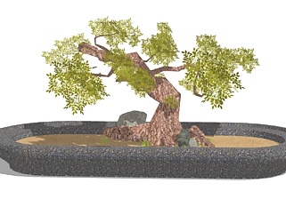 现代树池su模型
