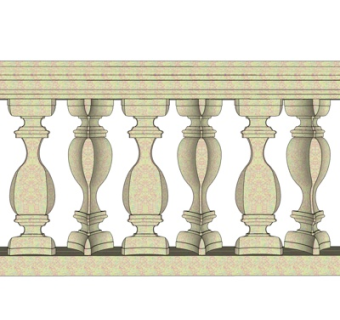 现代石制护栏su模型