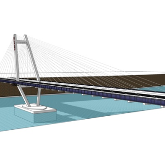 现代跨河大桥su模型