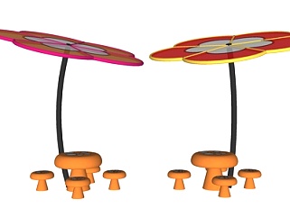 现代花瓣<em>儿童</em>桌椅su模型