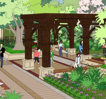 现代实木凉亭su模型