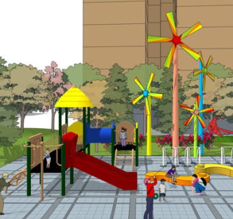 现代儿童游乐设施su模型