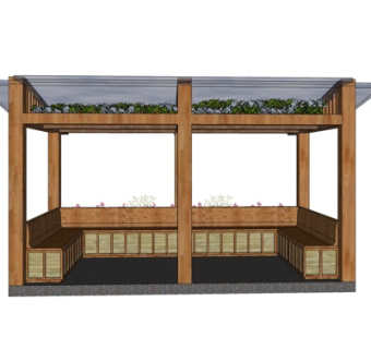 现代实木凉亭su模型