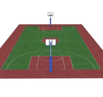 现代篮球场su模型