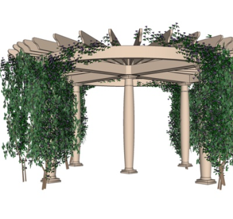 欧式廊架藤蔓凉亭su模型