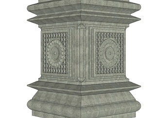 欧式雕花柱子su模型