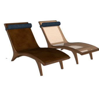 现代实木躺椅su模型