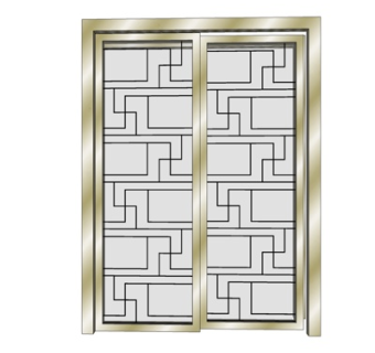 现代玻璃推拉门su模型