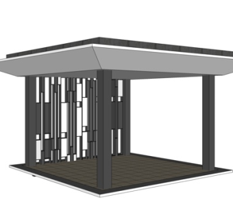 现代方形凉亭su模型