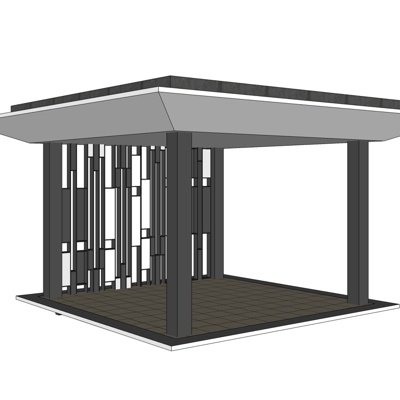 现代方形凉亭su模型